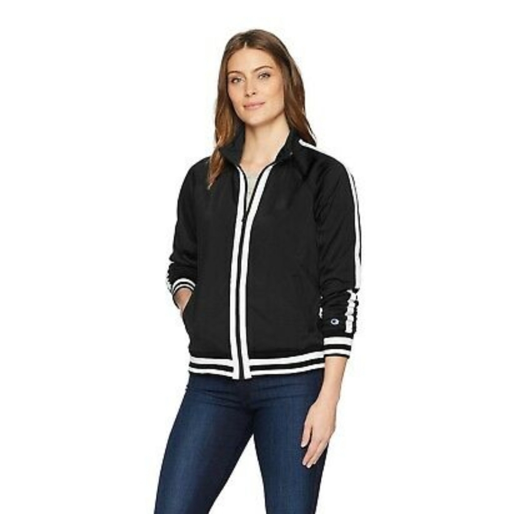 Champion life track jacket black and white size XL logo write‎ out
